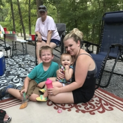 Woman and Children Camping